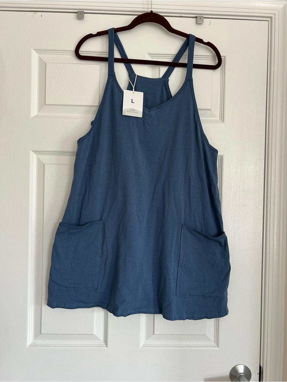 Blue Women's Sleeveless Pocket Romper